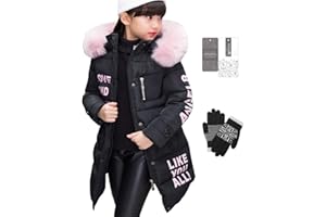 FULUOYIN Mädchen Winterjacke mit Fellkapuze Outerwear Oberbekleidung Verdichte Kinderjacke Wintermantel Mantel Parka