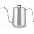 Easyworkz Gooseneck Häll över kaffekokare 600 ml rostfritt stål Hand dropp kaffekanna med lång smal pip, borstad silver