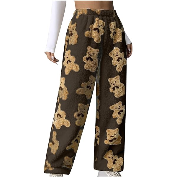 Lycurgius Pants for Women Plush Pajama Pants Fluffy Winter Warm