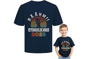 YYSWSAKY Schulkind 2025 Boys' T-Shirt, First Day of School Outfit, Children's Navy Blue Cotton T-Shirt - BÄÄHM School Child 2025, Gift for First Day of School
