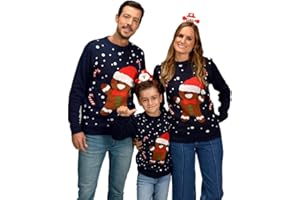 JERSEYS NAVIDEÑOS Jersey Navideño para Mujer, Hombre y Niños Azul Gingerbread