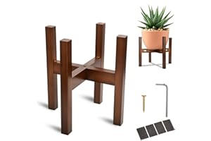 BADALU Adjustable Plant Stand Indoor, Bamboo plant stand Mid Century Plant Holder,Flower Pot Stand, Wood Plant Stand, Suitable for 8 to 12 Inches Pots, Modern Flower Stand (Excluding Potted Plants)