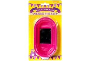 HAPPYPET Happy Pet Fun At The Fair Mirrored Bird Bath Durable Reflective Easy Clean Lightweight Indoor Cleaning Container Basin for Caged Parrots Cockatiels