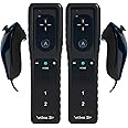 2 Sets Remote Controller for Wii, TechKen Replacement Remote Built-in Motion Sensor Plus Controller and Nunchuck(Black 2pcs)