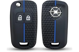 HooRLZ Vauxhall Key Fob Cover For Vauxhall Insignia Opel Astra Meriva Corsa Zafira Mokka Vectra Chevrolet Orlando Cruze, 2 Button TPU Vauxhall Insignia Key Cover, Vauxhall Astra Key Cover - Blue Line