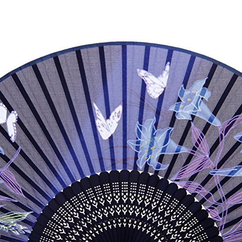 PIXNOR Womens Folding Bambus-Hand-Ventilator mit Quaste für Hochzeit Geschenke ( Schmetterlings-Lilien) - 4