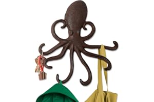 Comfify Gancio della parete del polpo del ghisa del polpo - Gancio chiave decorativo di Tentacoli del polpo di nuoto del polpo per l'entrata, il modo della porta o il bagno