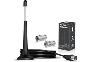Bingfu FM UKW Radio Antenne DAB Teleskopantenne Stabantenne mit Magnetfuß und 3m Verlängerungskabel für Tragbaren Radio-Tuner Stereo-Empfänger AV-Empfänger Stereo-Verstärker HiFi-Receiver