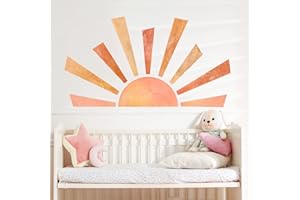 SOEWIOU Stickers Muraux Enfants Grand Soleil Autocollants Muraux Mural Stickers Muraux pour Enfants Boho pour Murale Chambre Enfants Bébé Pépinière Chambre à Coucher Salon