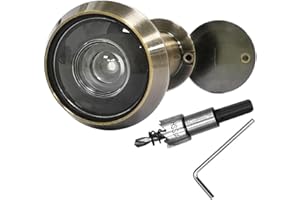 JUNXAVE Türspion mit 16 mm Bohrer, massives Messing, 200-Grad-Ansicht, Türspion mit robuster Sichtschutzabdeckung für Türen von 3,5 cm bis 5,2 cm, für Zuhause, Büro, Hotel, Bronze