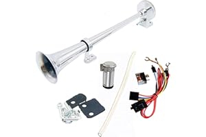YIYDA Car Horn Klaxon 150DB Klaxon de voiture 45cm Air Horn avertisseur Chrome Zinc Unique trompette Camion Air Horn avec compresseur pour 12V car boat truck