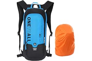 LOCAL LION Plecak rowerowy, plecak narciarski, mały dla kobiet i mężczyzn, 6 l, ultralekki, wodoszczelny, z systemem do picia do 2 l – idealny do jazdy na nartach – idealny do jazdy na rowerze – czarny czerwony, żółty, niebieski