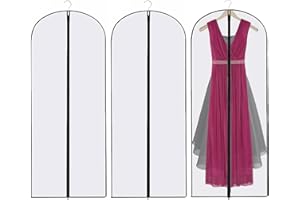LLHAOVDXAS 3PCS Dress Bags Covers Long, Dress Bag, Waterproof Moth Proof Coat Bag with Zip Translucent Dress Cover Anti-Mite Breathable Protector Full Length for Long Dress Shirts Suits Jackets Coats Storage