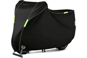 LUSCHEER Motorbike Cover Waterproof Outdoor, Heavy Duty 210D Universal Motorcycle Cover Rain UV Dust Resistant with Lock Holes, Reflective Strips and Storage Bag (116.1'' x 41.3'' x 49.2'')