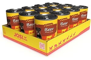 JosiDog Beef in Sauce (12 x 415 g) | Adult | Premium Nassfutter für ausgewachsene Hunde | mit Rind in Sauce mit Vitamin D3 & E | Powered by JOSERA | Hundefutter nass | Alleinfutter | 12er Pack
