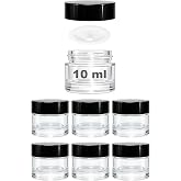 Afracam 10 ml Cam Kavanoz Şeffaf 10 cc Mini Krem Kavanozu Siyah Kapaklı Lip Balm 6 Adet