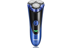 AOVUYCK-STORE Rasoio Elettrico Barba, Uomo Wet & Dry, con 3 Testine Rotanti e USB Ricaricabile, Ricaricabile con Indicatore di Carica a LED