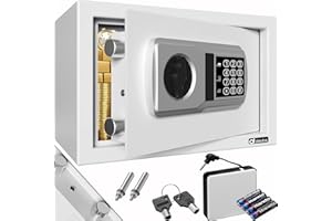 DEUBA® Cassaforte Elettronica con Combinazione 31x20x20cm LED Doppio Bullone in Acciaio Cassetta Sicurezza Argento