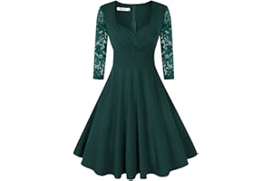 KOJOOIN Damen Vintage Kleid Cocktailkleid Abendkleid Rockabilly Kleid Taillenbetontes Kleider（Verpackung MEHRWEG）