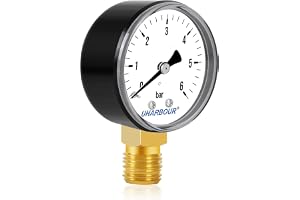Uharbour manometer vatten 0-6 bar, manometer 1/4 tum, anslutning nertill, 1/4 BSP-mässinganslutning, för tryckluft och vatten