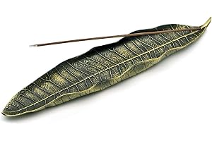 Rökelsehållare, 24 cm zinklegering askfälla, blad metall rökelsekärl, för rökelsepinnar, gäller hemma, kontor, yoga, meditation