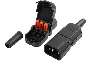 IEC320 Lot de 2 connecteurs C13 C14 YACSEJAO 250 V 10 A CA 3 broches C13 femelle + fiche C14 adaptateur d'alimentation rechargeable (C13 + fiche C14)