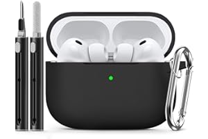 Inesore Compatible with AirPods Pro 3 Hülle with Cleaning Kit, Silicone Protective Case Cover for Apple Air Pods Pro 3rd (2025), Unisex Design - Black