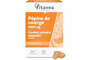 VITAVEA BIEN-ETRE Vitavea - Pépin de Courge 1000MG - Complément alimentaire Homme - Confort Urinaire - Prostate - Huile de pépin de courge - 60 comprimés - Cure 1 mois - Fabriqué en France