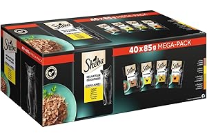 Sheba Nourriture Humide pour Chat Delikatesse en gelée, 40 sachets de 40 x 85 g, Nourriture pour Chat Humide, volaille Fine Variante avec Canard, Poulet, volaille et Dinde