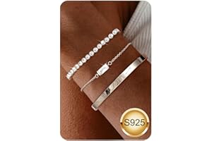 FIOROYAL Bransoletka damska ze srebra próby 925, zestaw bransoletek z możliwością układania w stos, regulowana, srebrna, wielowarstwowa, dla kobiet i dziewcząt, srebrna biżuteria, prezent