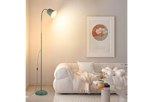 Amdelne Green Floor Lamp, Height Adjustable Metal Floor Light Corner Lamp, Industrial Rustic Farmhouse Standing Lamp, Indoor Task Lighting Reading Floor Lamps for Living Room, Bedroom, E27 Socket