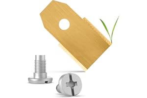 ECENCE 30x Spare blades titanium coated stainless steel compatible with Husqvarna Gardena McCulloch ROB Flymo Yardforce Matrix Grizzly Brast - includes screws