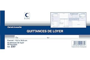 Livret Elve quittances de loyer - 105 x 245 mm - 50 pages