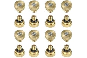 Zefeng 15 Pièces Buses Brumisation en Laiton, Brumisation Pulvérisateur Laiton, Buse Brouillard en Laiton, 0,3 mm, Système Refroidissement Extérieur Cache Poussière d'Aménagement Serre (Laiton) V100