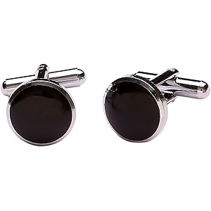 TRIPIN Cufflinks and TIE PIN Set for Men Silver and Black Colour for Office Corporate Party French Cuff Shirts Shirt Suit Blazer in A Gift Box