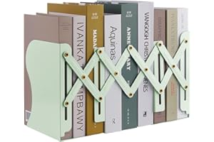 MSDADA Sujetalibros, Ajustables de Metal Telescópico Sujetalibros Originales, Libro Soporte de para Biblioteca Escuela Oficina en el Hogar Decoración(Verde Macarrón)