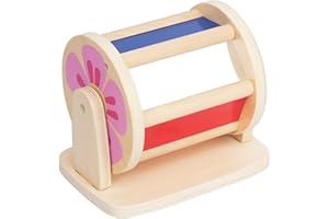 WOODENFUN Montessori Tambour rotatif en bois pour nourrissons de 6 à 12 mois Rainbow Montessori Miroir de musique