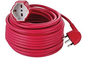Electraline 01573 Prolunga giardino 30 mt spina 16A e presa polivalente (schuko + 10/16A) adatta per elettrodomestici da giardinaggio - sezine cavo 3G1,5 mm², Colori Assortiti