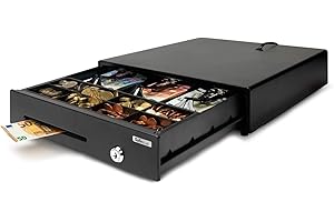 Safescan LD-3336 Tiroir-caisse léger avec 3 compartiments à billets, noir, 36 x 33 x 10 cm