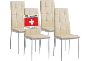 ‎ALBATROS Albatros Esszimmerstühle 4er Set Rimini, Beige - Edles Italienisches Design, Kunstleder-Bezug, bequemer Polsterstuhl - Moderner Küchenstuhl, Stuhl Esszimmer oder Esstisch Stuhl