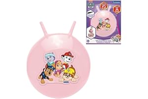 LEXIBOOK, Paw Patrol, Pelota Inflable, Chase, Marshall, Skye, Rubble, Everest, Bomba Manual incluida, Plástico Seguro y Duradero, Rosa, BG040PAG