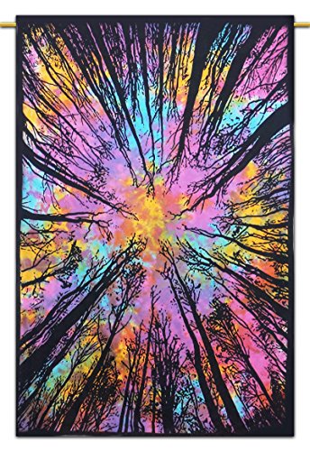 Baumwolle Wandbehang Wald Druck Wandteppiche Boho-Dekor-Bett-Blatt Werfen Twin Größe 84" x 56" Zoll