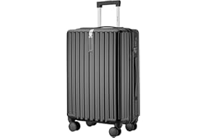 MGOB Koffer Groß Hartschalen Erweiterbar in Polycarbonat Reisekoffer mit 4 Rollen und Haken | 75x50x31/36cm | 109L-126L(Schwarz, XL)