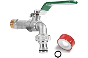 NEVYTOL Grifo Jardin 1/2, Grifo de Latón para Jardín, Grifo de Exterior, Grifo de Exterior Resistente a las Heladas, con Correas de Materia Prima, Juntas Tóricas, Arandelas para el Jardín