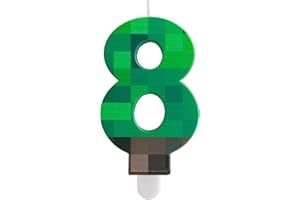 YIRAN Geburtstagskerzen Zahlen 8,Pixel Geburtstagskerzen Kerze,Grün Kerzen Geburtstag,Tortendeko Geburtstag, Cartoon Gaming Themen für Mädchen Jungen Kinder Geburtstagskerzen Torteparty Deko