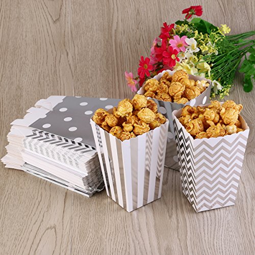 NUOLUX Popcorn Boxen, Party Candy Container behandeln Kartons, Silber - 7
