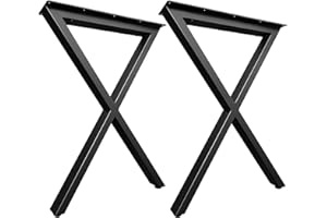 Jahof Metal Table Legs 70 cm, X-Shaped Frame with Adjustable Feet, Heavy Duty Industrial Furniture Legs for Dining Table, Office Desk, Set of 2 (W50 x H70 cm)