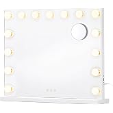 SONGMICS Vanity Mirror, Makeup Mirror with Light with Fixed Base, 58 x 46 | 3 Modes Table Mirror, 15 LED Lights, Touch Contro