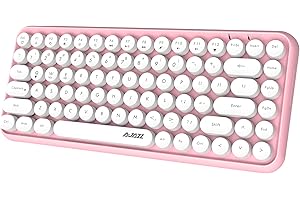 HOOPOND Wireless Bluetooth keyboard, Cute Mini 84-key Compact Keyboard, 2.4GHz wireless Bluetooth connection technology, ABS Retro Round Keycap, Matte Panel, Ergonomic Design for PC Computer Laptops(Pink)
