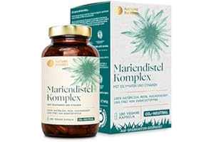 ‎NATURE BASICS Mariendistel Komplex Kapseln - 180 Kapseln hochdosiert/Mit 80% Silymarin (Mariendistelextrakt) & 2,5% Cynarin (Artischockenextrakt) / Vegan, Zertifiziert& Nachhaltig im Glas